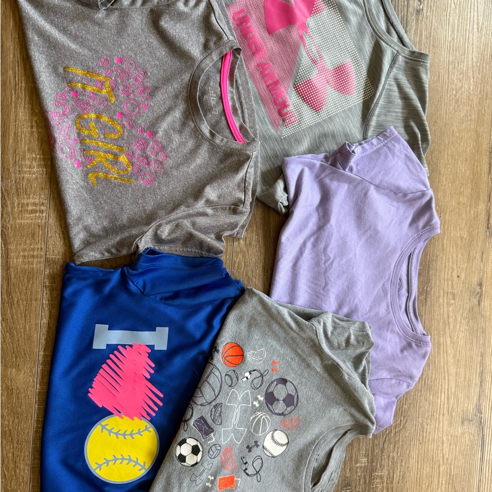 Girls' Assorted Sports & Graphic Tee - Gray, Purple, Blue